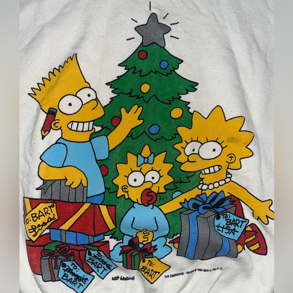 VINTAGE 1990 Made in USA Simpsons Christmas Sweater Size XL - Picture 2 of 4